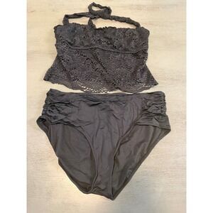 black lace MOSSIMO two piece swimsuit bikini size XL